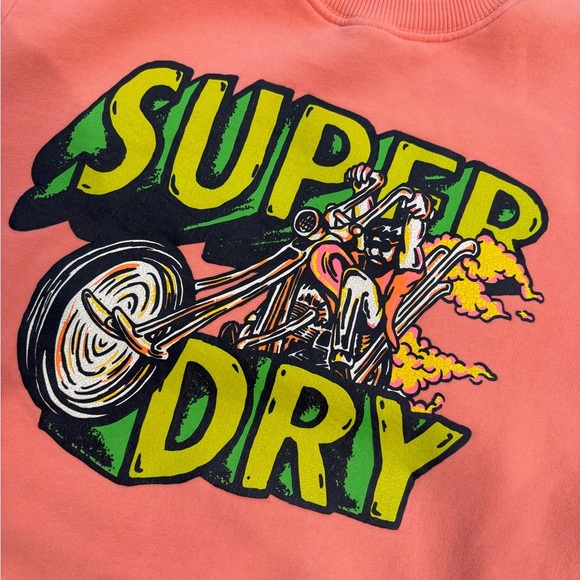 Superdry Moto Motorcyle Retro Graphic Sweatshirt Orange Crewneck Size Small - Picture 2 of 7